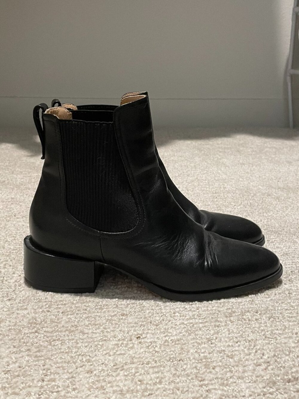 Dear Frances Gem black leather ankle Chelsea boot